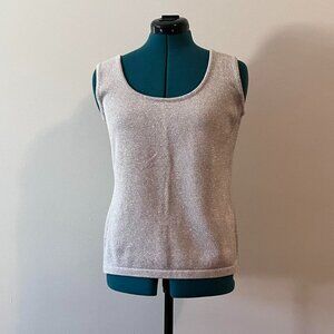 HOLIDAY SALE 50% OFF! // Guy Laroche Silver Metallic Tank Top